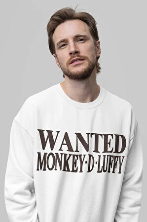 Wanted Monkey D. Luffy Baskılı Unisex Oversize Anime Sweatshirt