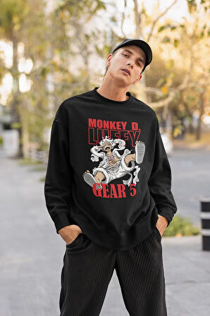 Monket D. Luffy Anime Karakter Baskılı Unisex Oversize Gear 5 Sweatshirt
