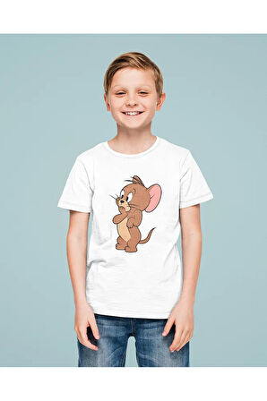 Jerry Baskılı Unisex Çizgi Film Çocuk Tişört (1-12 Yaş)