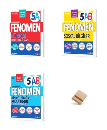 Fenomen 5. Sınıf Maarif 5A Türkçe ve 5AB Sosyal ve Din 3lü Set Soru Bankası + Telefon Standı