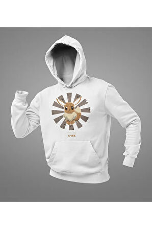 Anime Dizi Karakter Evee Baskılı Unisex Oversize Hoodie