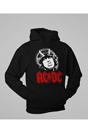 AC DC Baskılı Unisex Oversize Rock Metal Hoodie