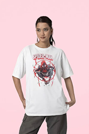 Spider-Man Baskılı Unisex Oversize Örümcek Adam Tişört