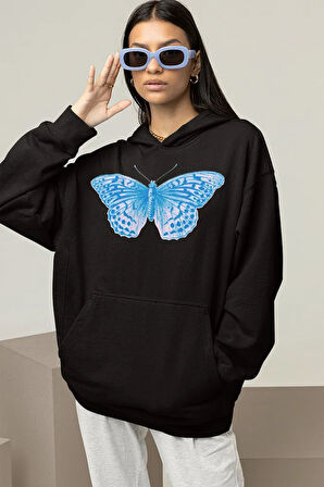 Conversion Butterfly Baskılı Unisex Oversize Tasarım Kelebek Hoodie