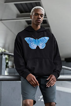 Conversion Butterfly Baskılı Unisex Oversize Tasarım Kelebek Hoodie