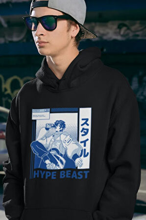 Hype Beast Baskılı Unisex Oversize Anime Hoodie
