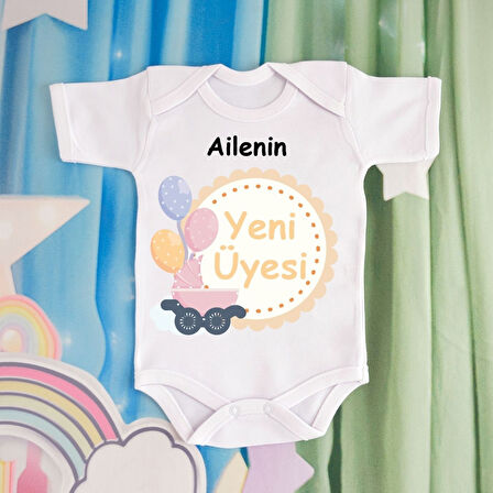 Pamuklu Organik Bebek Zıbını Kısa Kollu Kişiye Özel  0039