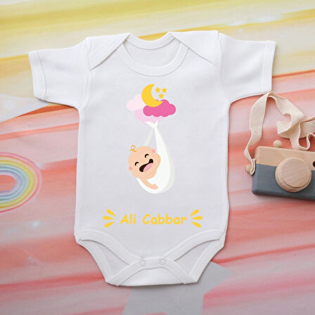 Pamuklu Organik Bebek Zıbını Kısa Kollu Kişiye Özel  0046