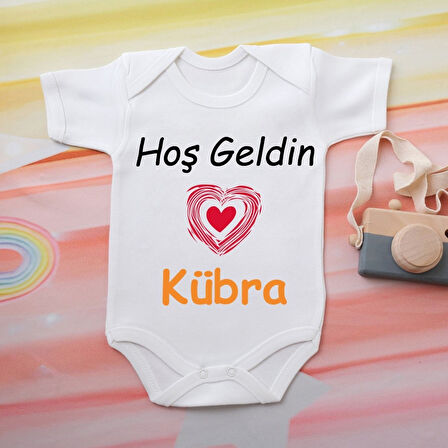 Pamuklu Organik Bebek Zıbını Kısa Kollu Kişiye Özel  0049