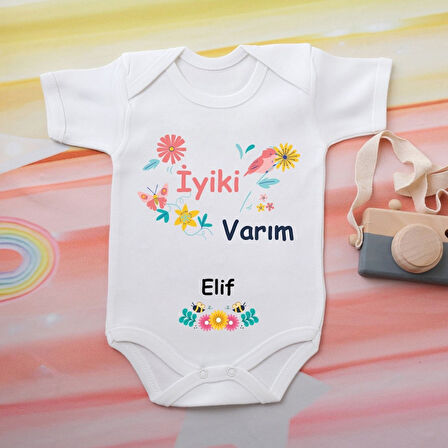 Pamuklu Organik Bebek Zıbını Kısa Kollu Kişiye Özel  0073