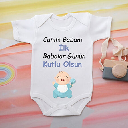 Pamuklu Organik Bebek Zıbını Kısa Kollu Kişiye Özel  0078