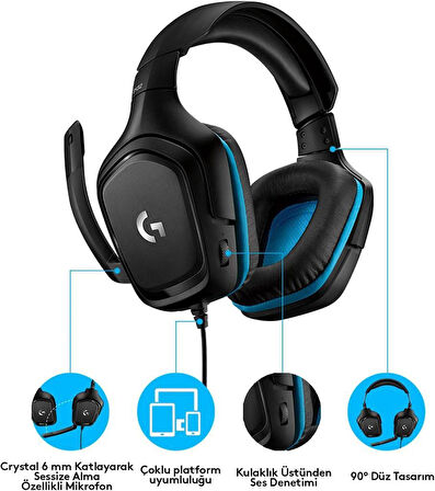 Logitech G432 7.1 Kablolu Kulak Üstü Oyuncu Kulaklığı Outlet