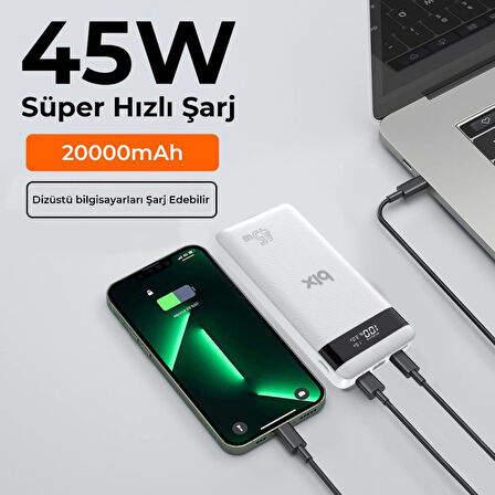 Bix PB202 Beyaz 20000 mAh Hızlı Şarj Powerbank - Teşhir