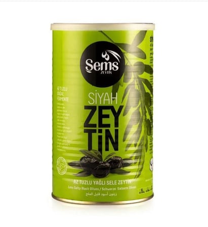 Şems Yağlı Sele Siyah Zeytin 900 Gr 351-380 Kalibre 