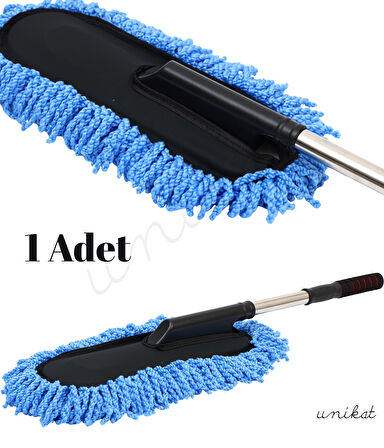 Mikrofiber Örgü Başlıklı Araç Yıkama ve Toz Alma Mopu – Mavi Renk