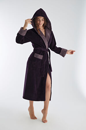 Uzun Kapüşonlu Triga Bambu Cotton Kadın Bornoz