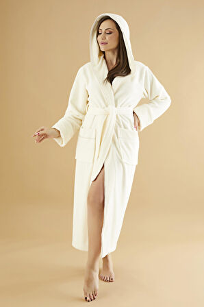 Uzun Kapüşonlu Triga Bambu Cotton Kadın Bornoz