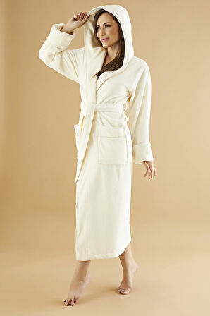 Uzun Kapüşonlu Triga Bambu Cotton Kadın Bornoz