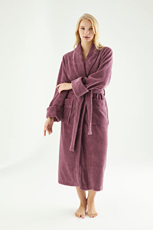 Uzun Şalyaka Triga Bambu Cotton Kadın Bornoz