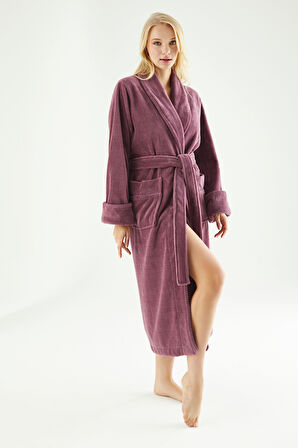 Uzun Şalyaka Triga Bambu Cotton Kadın Bornoz