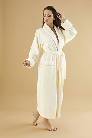 Uzun Şalyaka Triga Bambu Cotton Kadın Bornoz