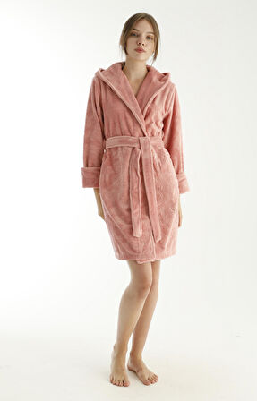 Eteği Jakarlı Triga Bambu Cotton Kadın Bornozu