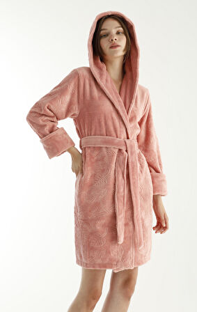 Eteği Jakarlı Triga Bambu Cotton Kadın Bornozu