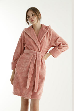 Eteği Jakarlı Triga Bambu Cotton Kadın Bornozu