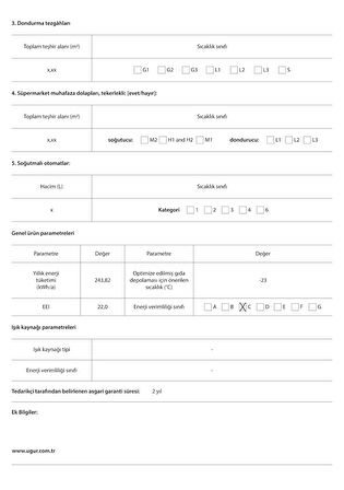 Uğur UDD 165 T D/S R63 Beyaz Yatay Derin Dondurucu