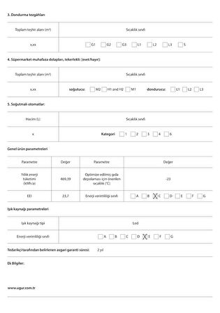 Uğur UDD 465 T D/S R63 Beyaz Yatay Derin Dondurucu