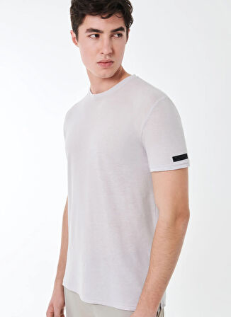 Roberto Ricci Designs Bisiklet Yaka Beyaz Erkek T-Shirt Crepe Shirty