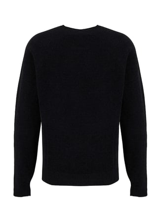 Roberto Ricci Designs Siyah Erkek Bisiklet Yaka Slim Fit Kazak Velvet Round Knit