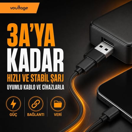 USB To Type-C Dönüştürücü/Çevirici, 3A Hızlı Şarj ve Veri Aktarımı, Otg, Mini Boy Siyah, İphone ve Dizüstü Bilgisayar Uyumlu Carplay, Android Auto Uyumlu