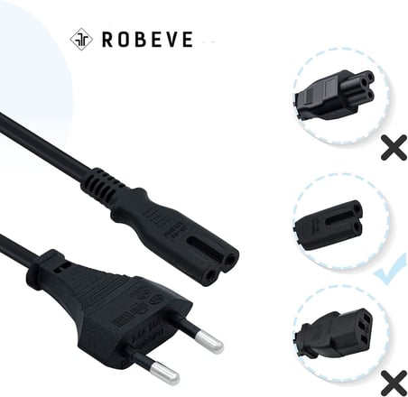 PS3 / PS4 / PS5 / XBox Series S-X Uyumlu Güç Kablosu 1.5 Metre 2Pin Güç Kablosu Projeksiyon - Monitör - Tv Universal 2Pin Güç Kablosu