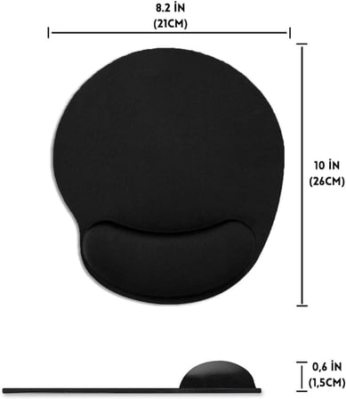 Siyah Bilek Destekli Mouse Pad,Ergonomik Kaymaz Taban,Oyun ve Ofis için Fare Altlığı,Suya Dayanıklı (Siyah)