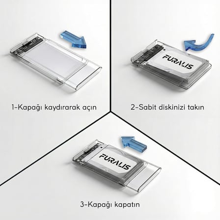 2.5" SATA HDD/SSD Harici Disk Kutusu - USB 3.0 Micro-B 5Gbps’e Kadar Hız - 4TB’a Kadar Destek - Windows/Mac/Linux Uyumlu - Taşınabilir Şeffaf Harddisk Kutusu