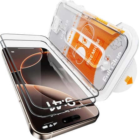 iPhone 17 Pro Max İle Uyumlu PREMIUM [2'li Paket] Hizalama Aparatlı ve Takılırken Camın Altında Kesinlikle Toz Bırakmayan Darbelere Karşı Ekstra Güçlü Ekran Koruyucu Cam