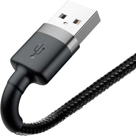 Cafule Serisi, 2.4 A USB-A & Lightning Şarj Kablosu & Data Aktarım Kablosu, 1 Metre, Gri - Siyah