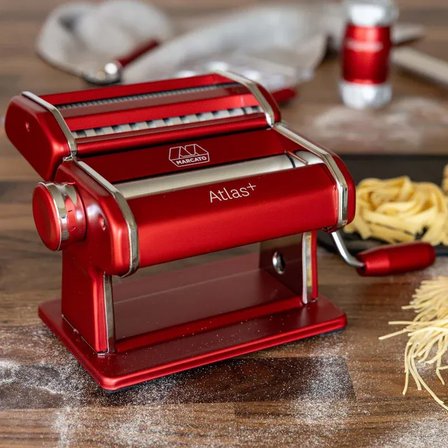 Marcato Atlas 150 Plus Kırmızı Makarna Makinesi + Pastabike Hamur Kesme Çarkı Seti
