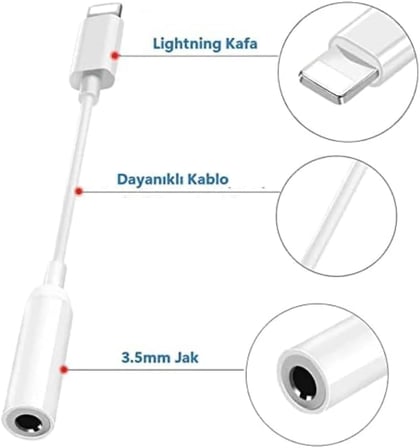 iPhone 13/13 Pro/12/12 Pro/11/11Pro için Lightning to 3.5mm Aux Jack Kulaklık Dönüştürücü Adaptörü. iPhone 13/13Pro/13Pro Max/12/12 Pro/12Pro Max/11/11 Pro/11/Pro Max/X/XR/XS/XS Max/8/7 Uyumlu