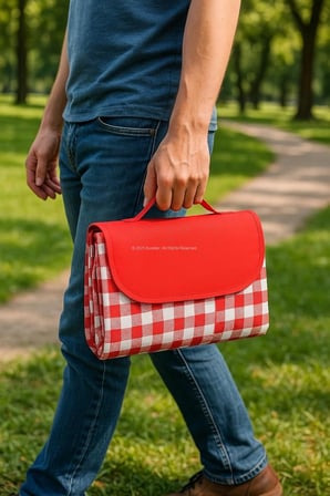 Piknik Örtüsü 205×160 cm, Su Geçirmez Kareli Tasarım, Kolay Temizlenebilir, Katlanabilir Portatif, Geniş Piknik ve Kamp Matı, Hafif Taşınabilir Stil