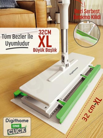 One Click Akıllı Mop Paleti XL 32cm Tembel Mop El Değmeden Islak Havlu Ve Bez Kullan At Otomatik DGT-101