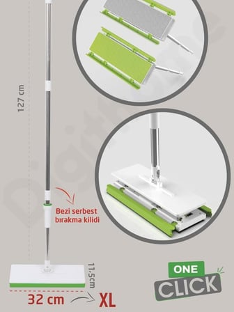 One Click Akıllı Mop Paleti XL 32cm Tembel Mop El Değmeden Islak Havlu Ve Bez Kullan At Otomatik DGT-101