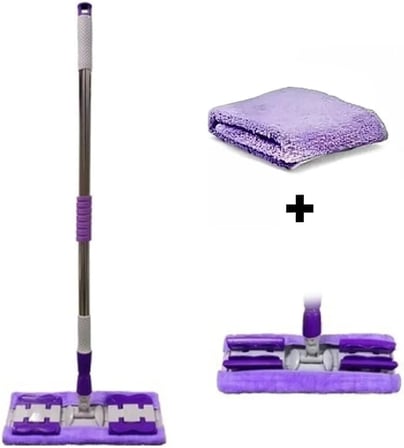 Sihirli Yer Mopu Fayans Duvar Yüzey Temizlik Mikrofiber Mandallı Mop, Teleskopik Saplı İstediğin Bezi Tak Kullan +1 Yedek Bezli