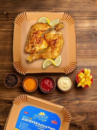 Airfryer Pişirme Kağıdı, Fritöz Yağlı Kağıdı, Yanmaz Kağıt XXL Uyumlu 50 Adet (Kare) (1, Kare Büyük Boy 20x20)