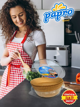 Airfryer Pişirme Kağıdı, Fritöz Yağlı Kağıdı, Yanmaz Kağıt XXL Uyumlu 50 Adet (Kare) (1, Kare Büyük Boy 20x20)