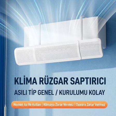 Ayarlanabilir Split Tipi Klima Hava Yönlendirici Filtre 57-96 cm, Klima Siperliği, Çarpma Önleyici Aparat, Ayarlı Deflektör, Rüzgar Kesici, Şeffaf Dayanıklı Tasarım, Beyaz