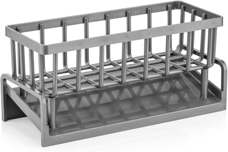 Lavabo Organizeri Tezgah Üstü ABS Plastik Mutfak Organizer Banyo Düzenleyici Evye Üstü Süngerlik Sabunluk Organizer Su Hazneli Gri Raf (Metalik Gri)