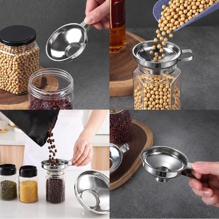 Paslanmaz Çelik Huni, Saplı Geniş Ağızlı Mutfak Hunisi, Kavanoz ve Şişe Dolum Aparatı, Yağ, Bal, Sos, Un ve Bakliyat İçin Çok Amaçlı Metal Huni, (1 adet) HUN-01 1 ADET