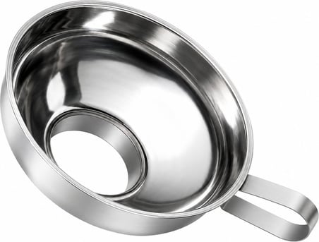 Paslanmaz Çelik Huni, Saplı Geniş Ağızlı Mutfak Hunisi, Kavanoz ve Şişe Dolum Aparatı, Yağ, Bal, Sos, Un ve Bakliyat İçin Çok Amaçlı Metal Huni, (1 adet) HUN-01 1 ADET